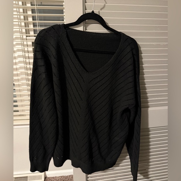 SHEIN Sweaters - SHEIN Elegant Black V-Neck Sweater